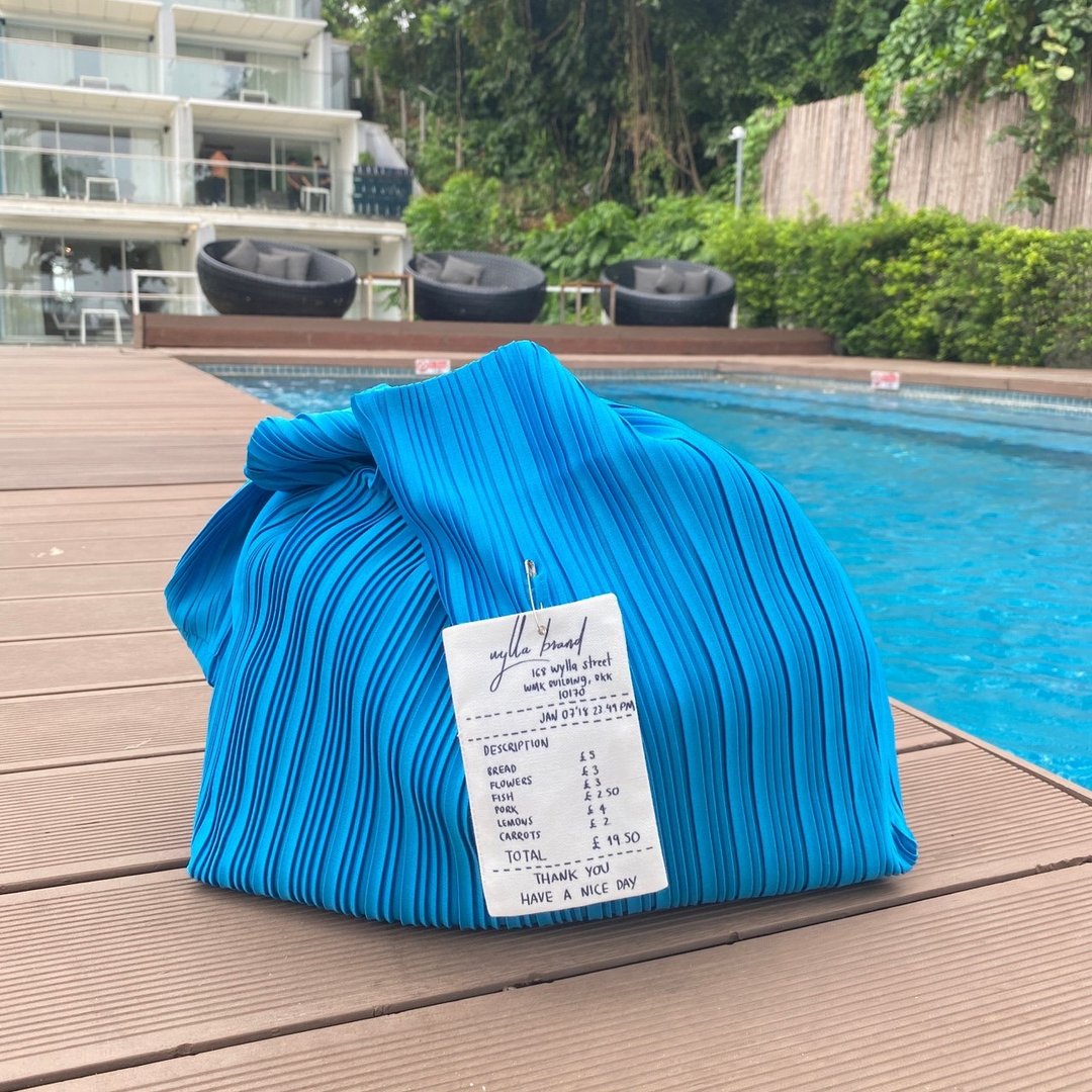 Pleated bag Blue lagoon - 手提包/手提袋 - 其他材质 蓝色