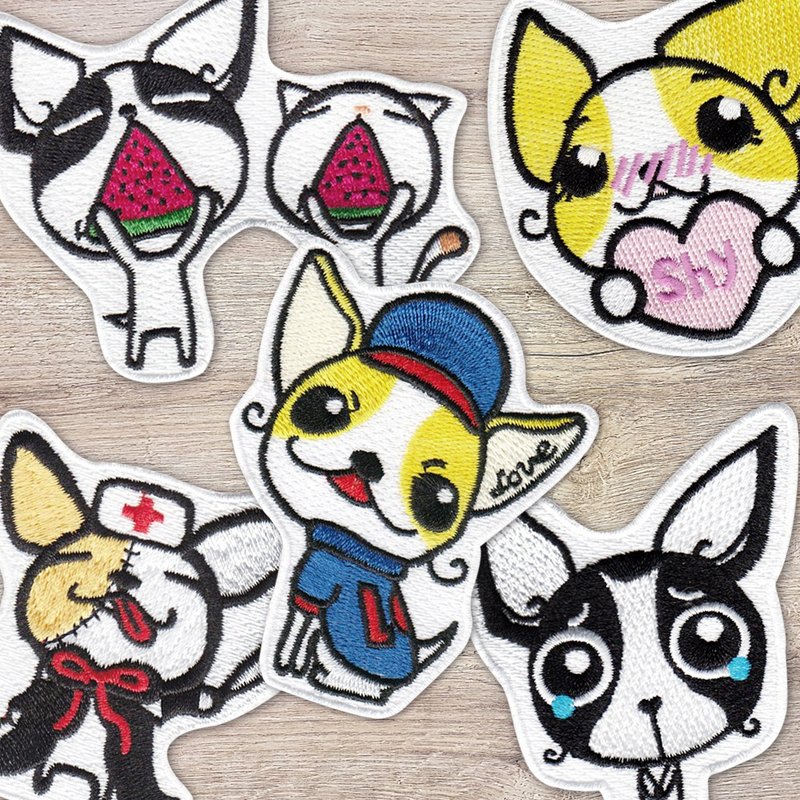 【刺绣布贴】吉娃娃与小女孩 (七款) - 贴纸 - 绣线 