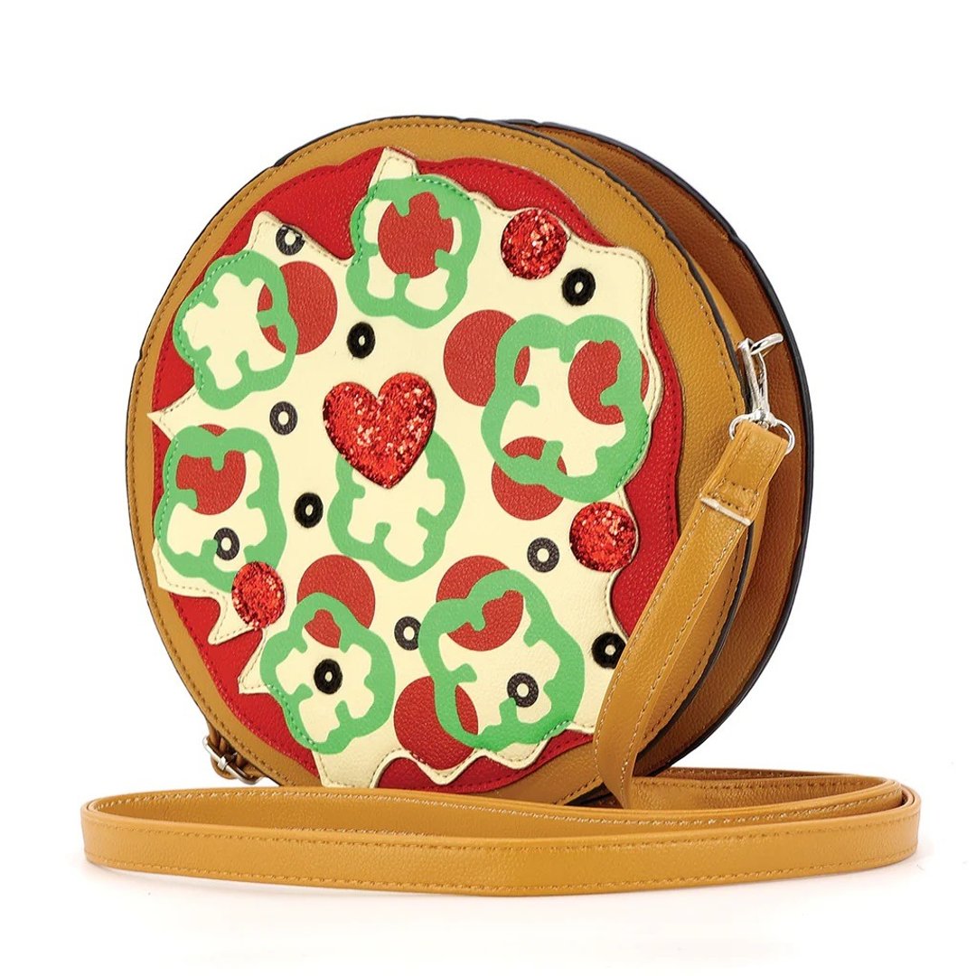 个人独享圆形披萨PIZZA 斜背包/斜背包/手机包 酷乐村 - 侧背包/斜挎包 - 人造皮革 咖啡色
