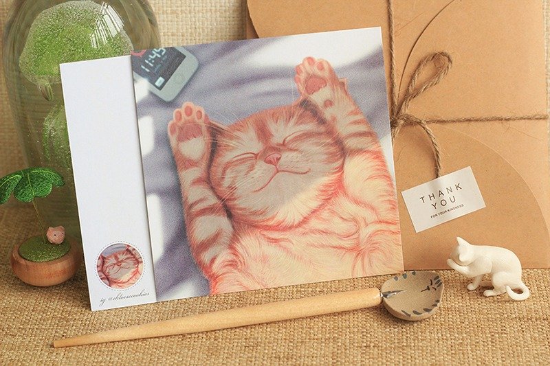 日曜日の朝 - 喵明信片 - 卡片/明信片 - 纸 粉红色