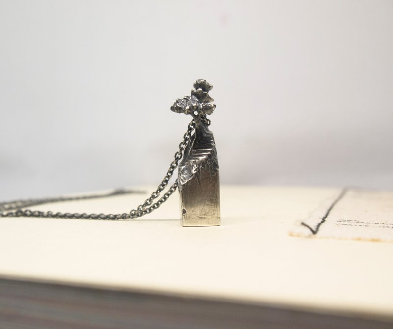 生日 周年 定制化礼物 纯银印章山水松树禅风项链 / 大吉 - 项链 - 其他金属 银色