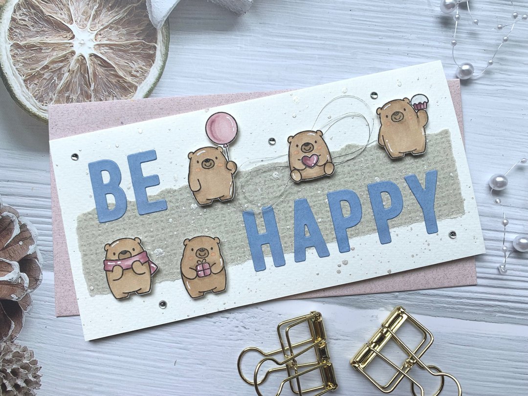 手工卡片/心意卡片/祝福卡片/母亲节卡片_Be Happy小熊 - 卡片/明信片 - 纸 白色
