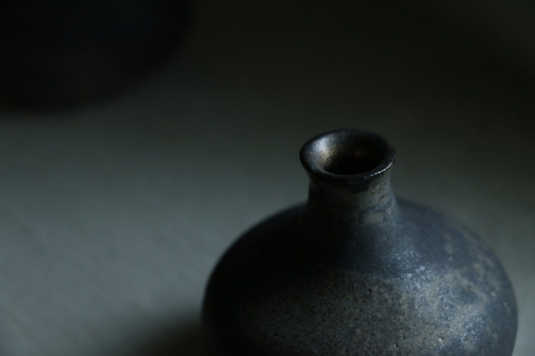 灰釉小口陶花器 - 花瓶/陶器 - 陶 灰色