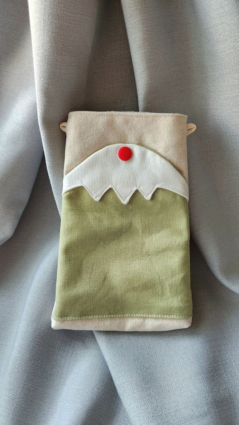 青苹绿富士山手机袋背面无拉链款 - 侧背包/斜挎包 - 棉．麻 