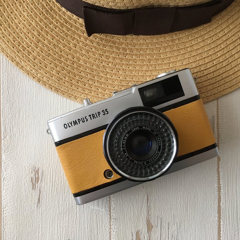 奥林巴斯TRIP 35胶片相机　芥末黄色真皮 - 相机 - 其他金属 黄色