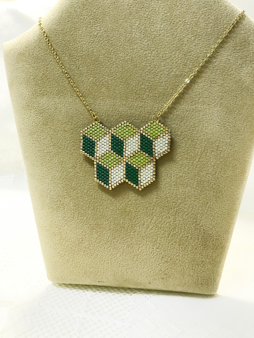 几何系列：Little Green Cube Necklace (N1703JS) - 耳环/耳夹 - 其他材质 绿色