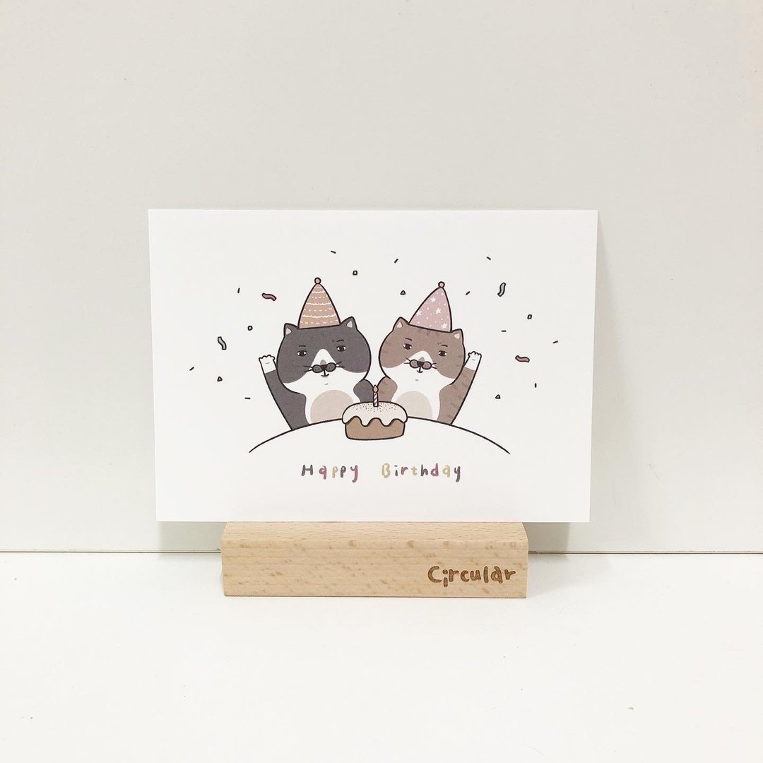 猫咪庆生会-生日卡/明信片 - 卡片/明信片 - 纸 白色