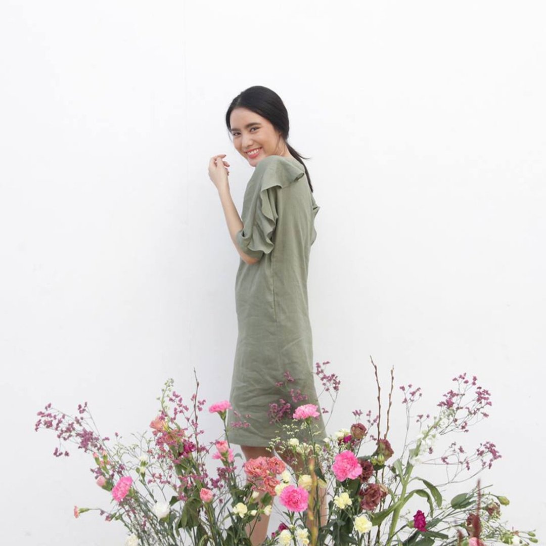 Dancing Butterfly Dress (sage) - 洋装/连衣裙 - 亚麻 