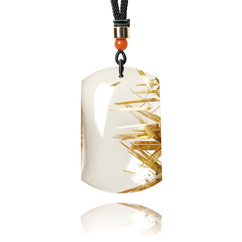 【正佳珠宝】金钛晶 超顶级极净 45.2g 钛晶无事牌 金钛晶吊坠 - 项链 - 半宝石 多色