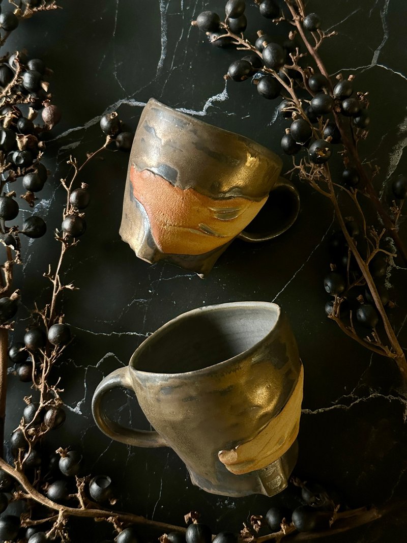 鎏金大地丰景系列 手感陶瓷杯 320c.c - 咖啡杯/马克杯 - 陶 