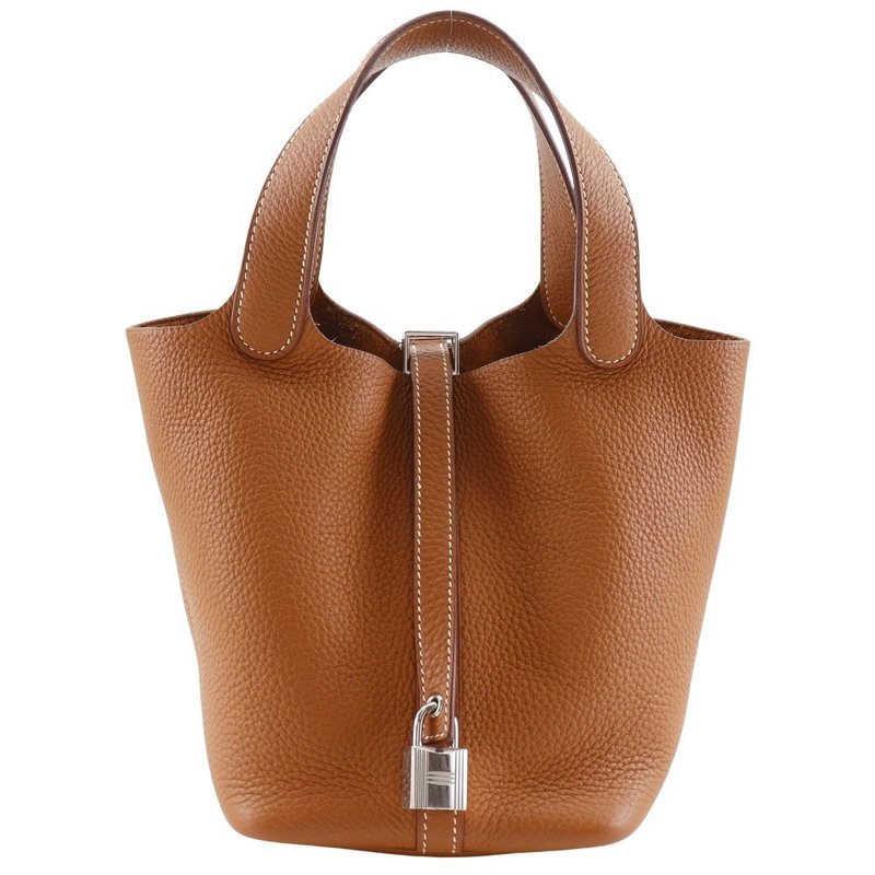 【日本直送】爱马仕 HERMES Picotin Lock 18 PM 手提包 Taurillon Clemence 金棕色/银扣 女仕【二手】 - 手提包/手提袋 - 真皮 咖啡色