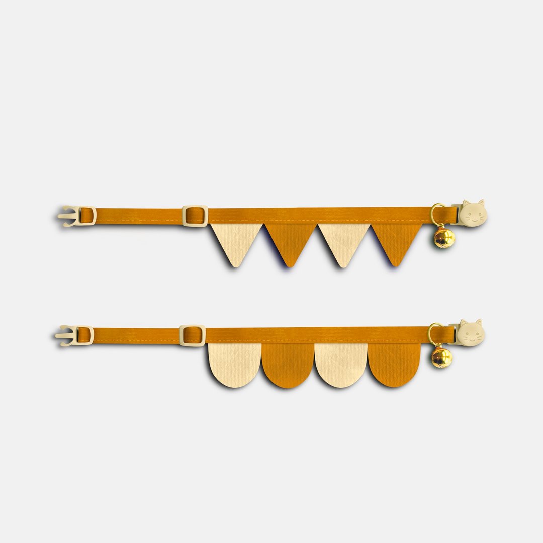 简约手工定制猫项圈 Honey Gold Safety Breakaway Cat Collar - 项圈/牵绳 - 棉．麻 橘色