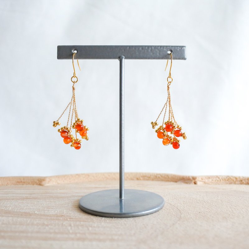 Sui (Carnelian)　wire accessory - 耳环/耳夹 - 其他金属 橘色