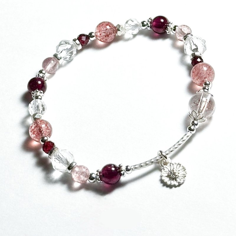 格雷女仕红茶香调-超七金草莓.石榴石.草莓晶.白水晶-纯银设计 - 手链/手环 - 水晶 红色