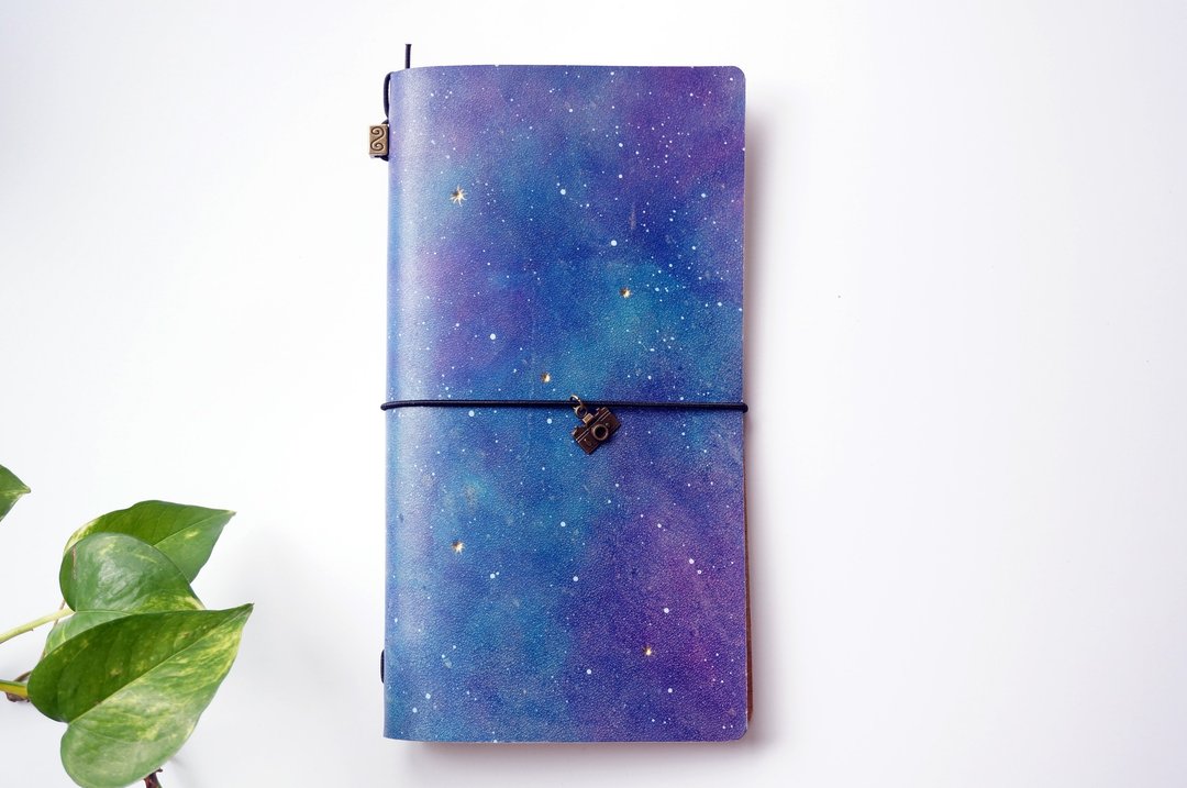 手染宇宙星空 TN 笔记本 手帐 书衣 - 笔记本/手帐 - 真皮 紫色