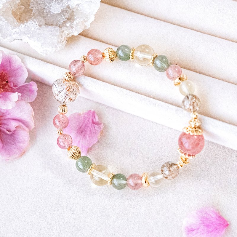 樱见心愿 手链。黑金超 绿发晶 草莓晶。高能量水晶 招财 招桃花 - 手链/手环 - 水晶 多色