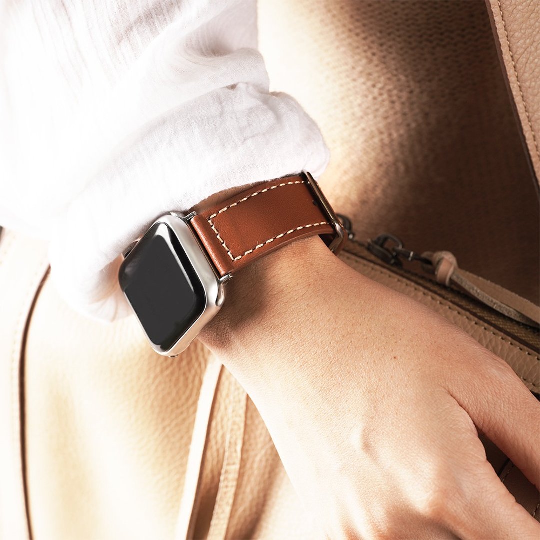 Apple watch - 【早春限定色】车线真皮苹果表带 - 表带 - 真皮 咖啡色