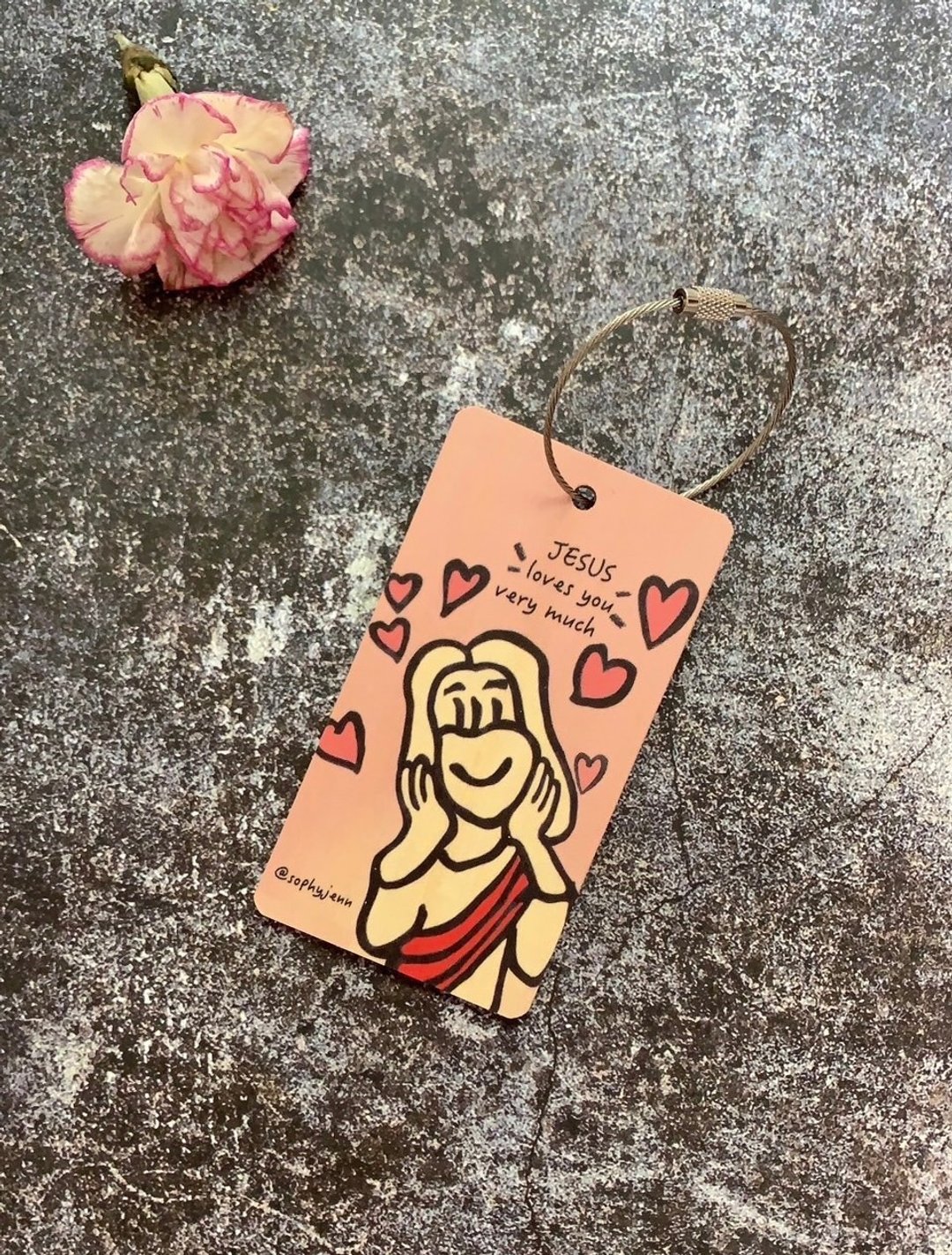 JESUS LOVE YOU 钥匙圈 背包吊饰 行李吊牌 饰品 原木材质 不锈钢 - 钥匙链/钥匙包 - 木头 