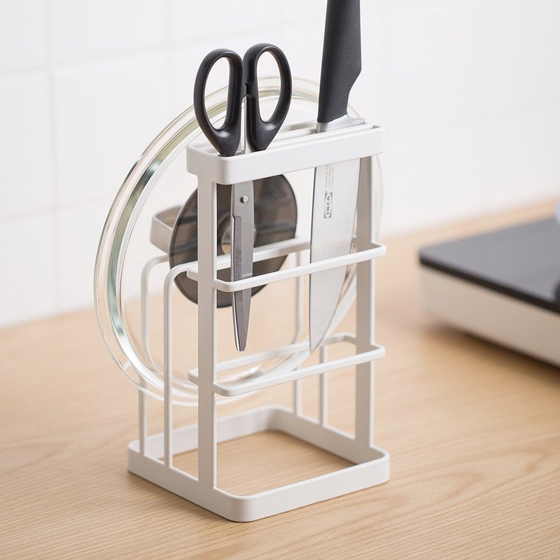 日本霜山 一体成型金属沥水砧板刀具收纳架-白 - 收纳用品 - 其他金属 白色