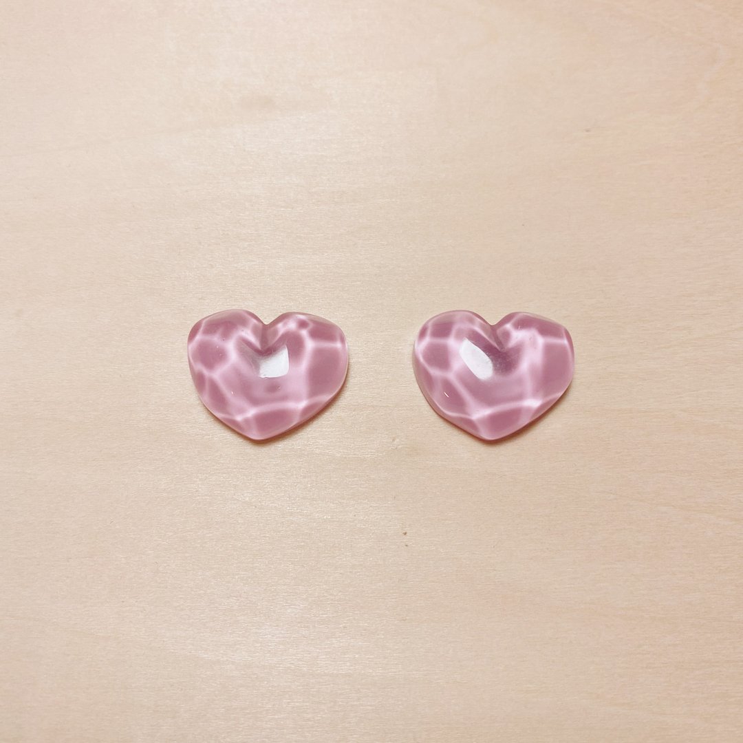 复古浅紫水波爱心耳环 - 耳环/耳夹 - 树脂 紫色