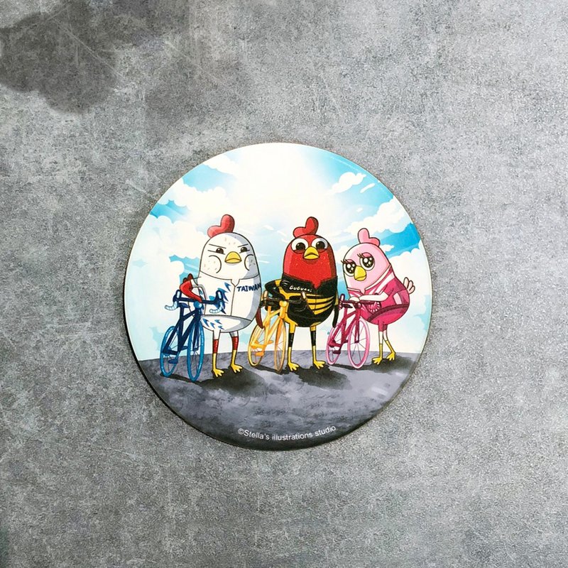 Funny Three Chickens 放3鸡 | 陶瓷吸水杯垫 - 自行车款 - 杯垫 - 其他材质 
