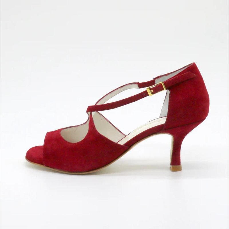 Croisé 胭脂红天鹅绒高跟鞋 - 高跟鞋 - 真皮 红色