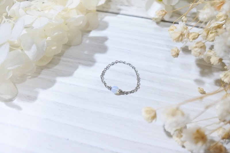 【微小系列7】天然石链戒 - 戒指 - 其他金属 白色