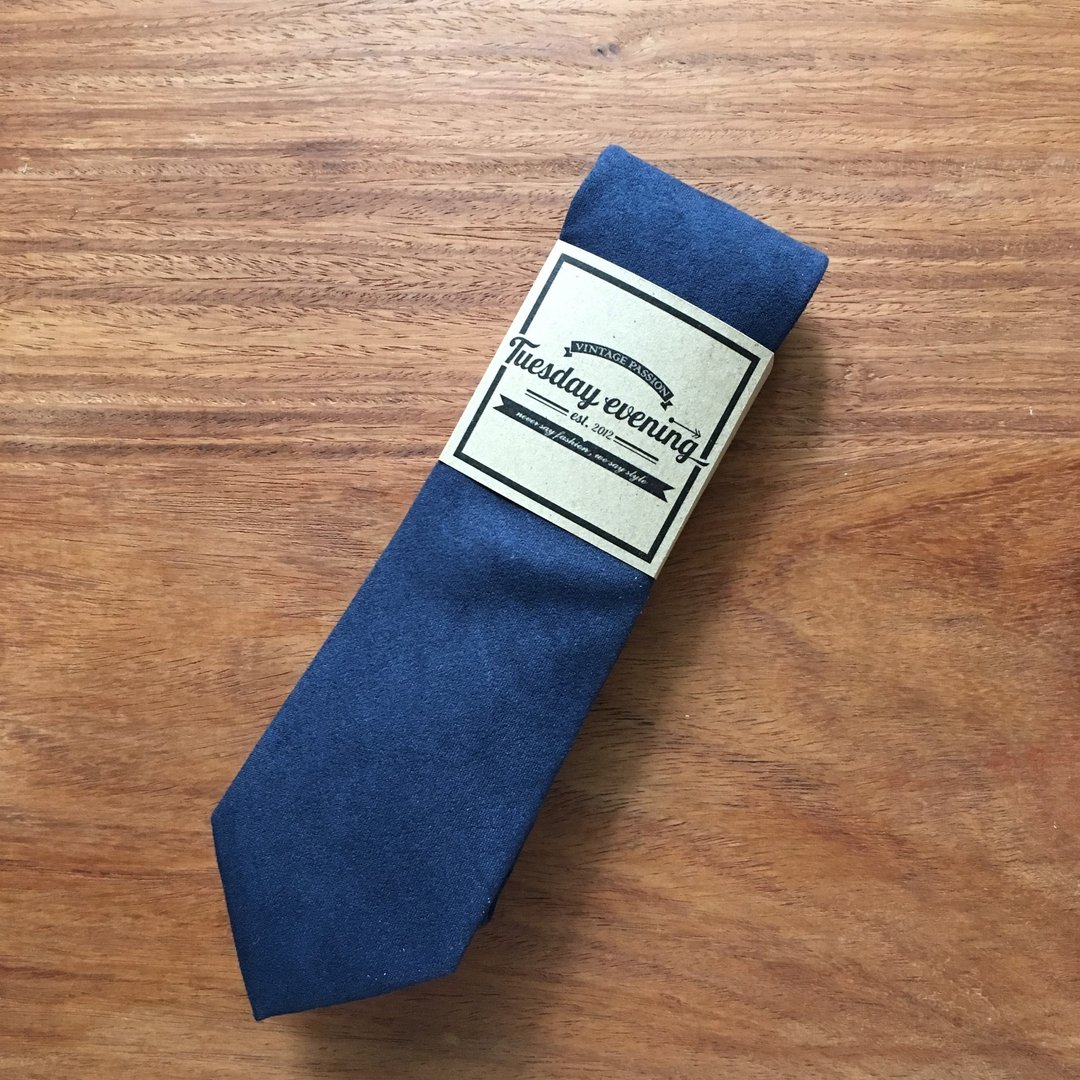 Neck Tie Blue Flannel - 领带/领带夹 - 棉 蓝色