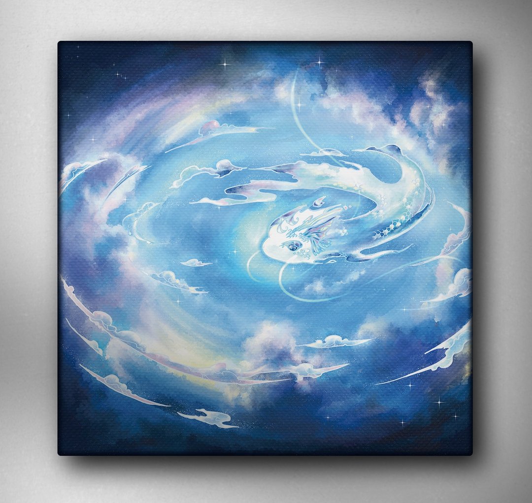 【装饰画】第五维度存在 (龙族)-风与水的安抚之龙 沐沐 (胶面画布) - 海报/装饰画/版画 - 其他材质 