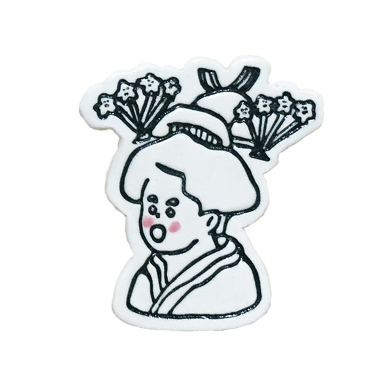 UKIYOE brooch - 胸针 - 瓷 白色