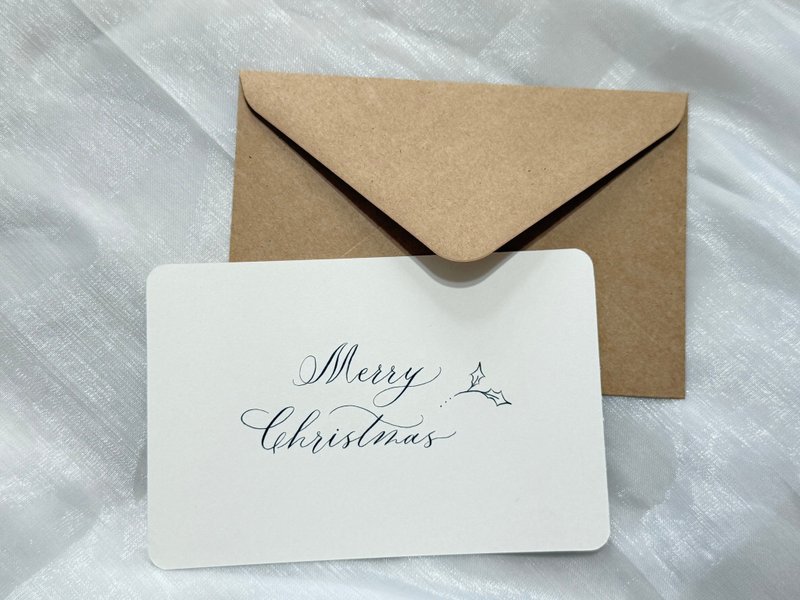 手写西洋书法圣诞卡 款式2 - 卡片/明信片 - 纸 白色