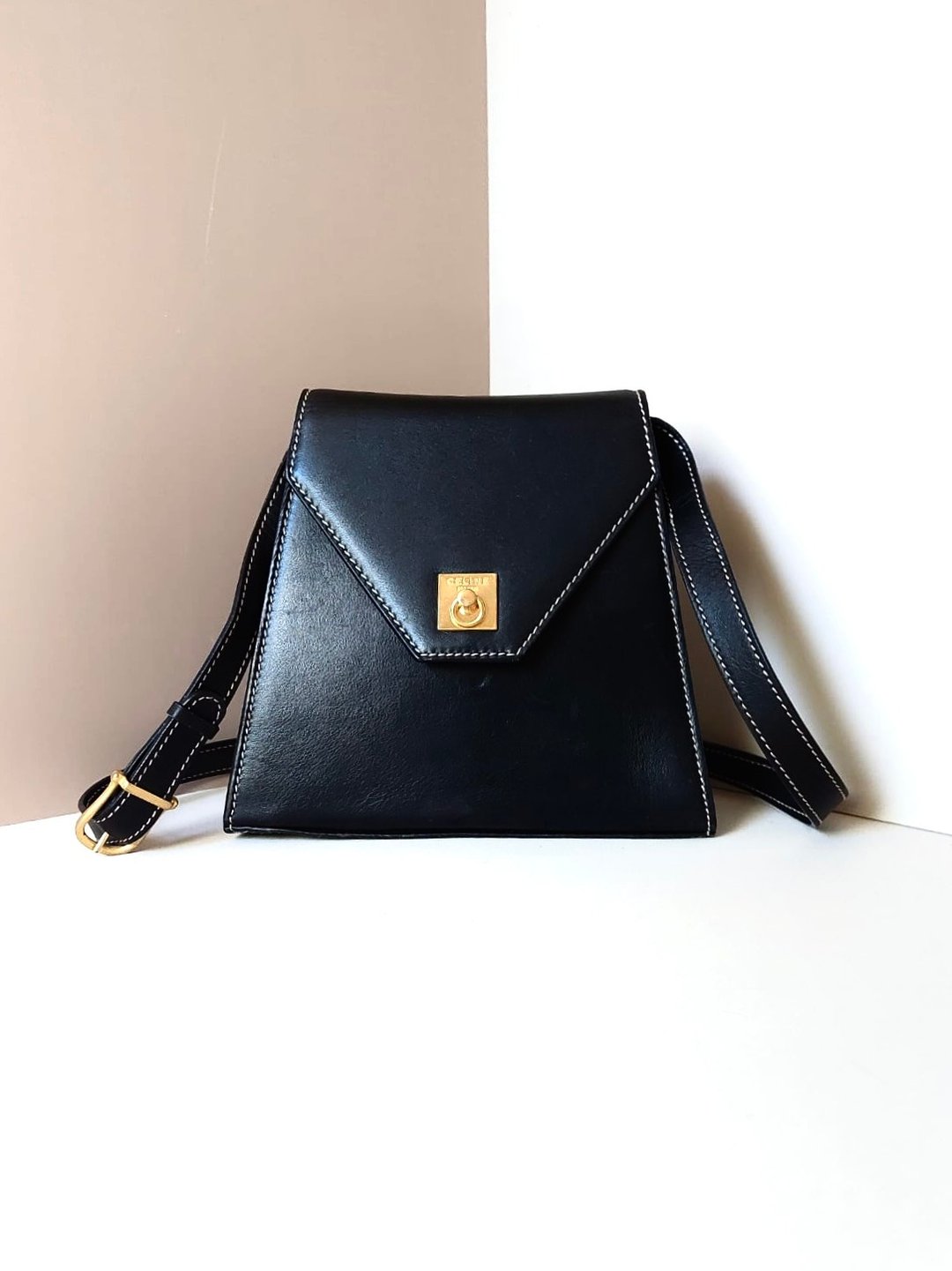 【特选货品】中古Celine黑色金扣凯莉皮革单肩侧背斜孭背包手袋 - 侧背包/斜挎包 - 真皮 黑色