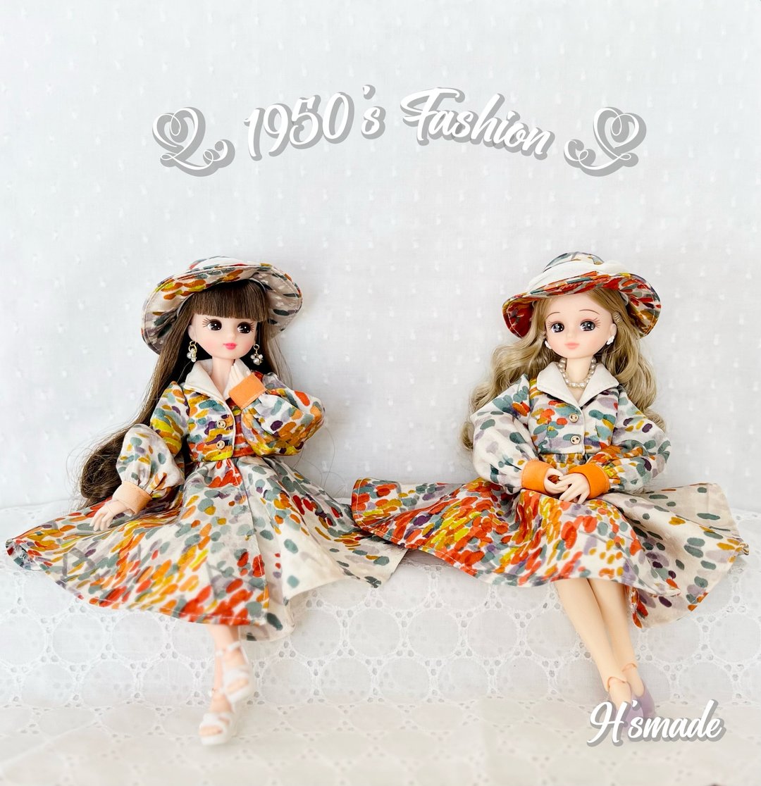 50 年代春季连身裙 Licca-chan Blythe - 玩偶/公仔 - 环保材料 多色