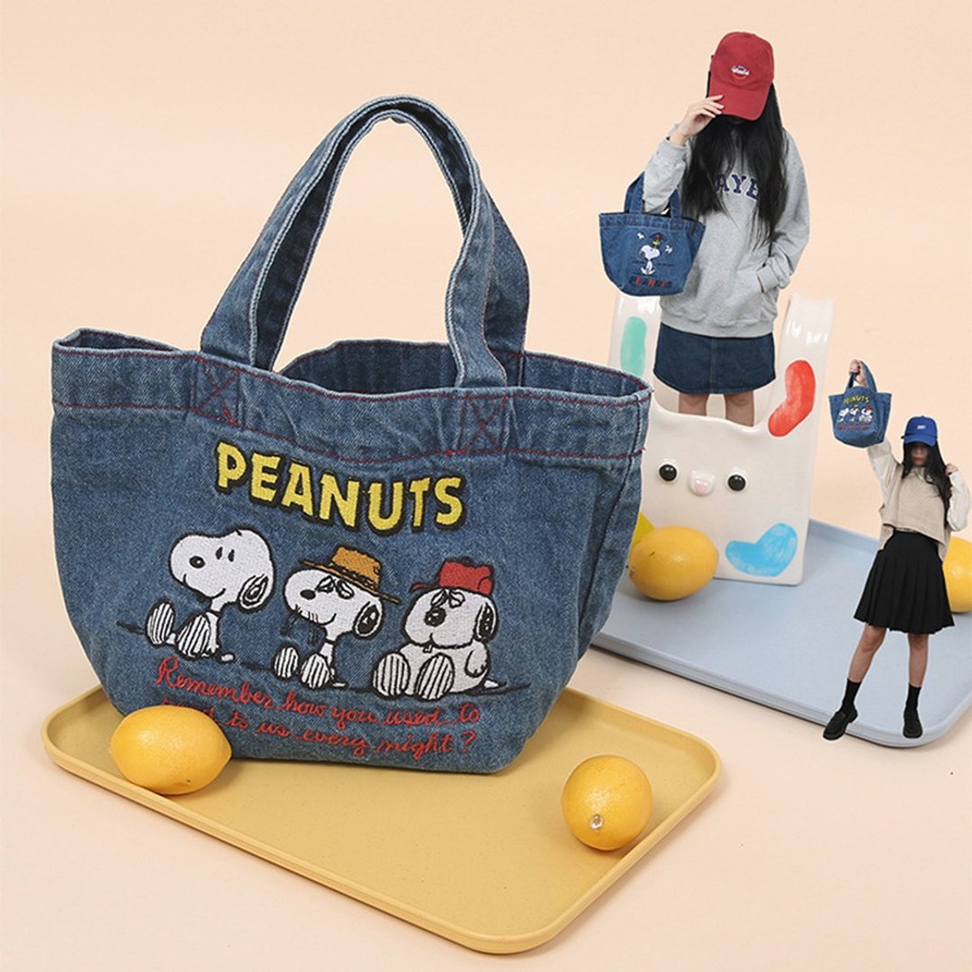 Snoopy 史努比 牛仔手提单肩包 手提包 手提袋 外出包 小物收纳 - 手提包/手提袋 - 其他材质 