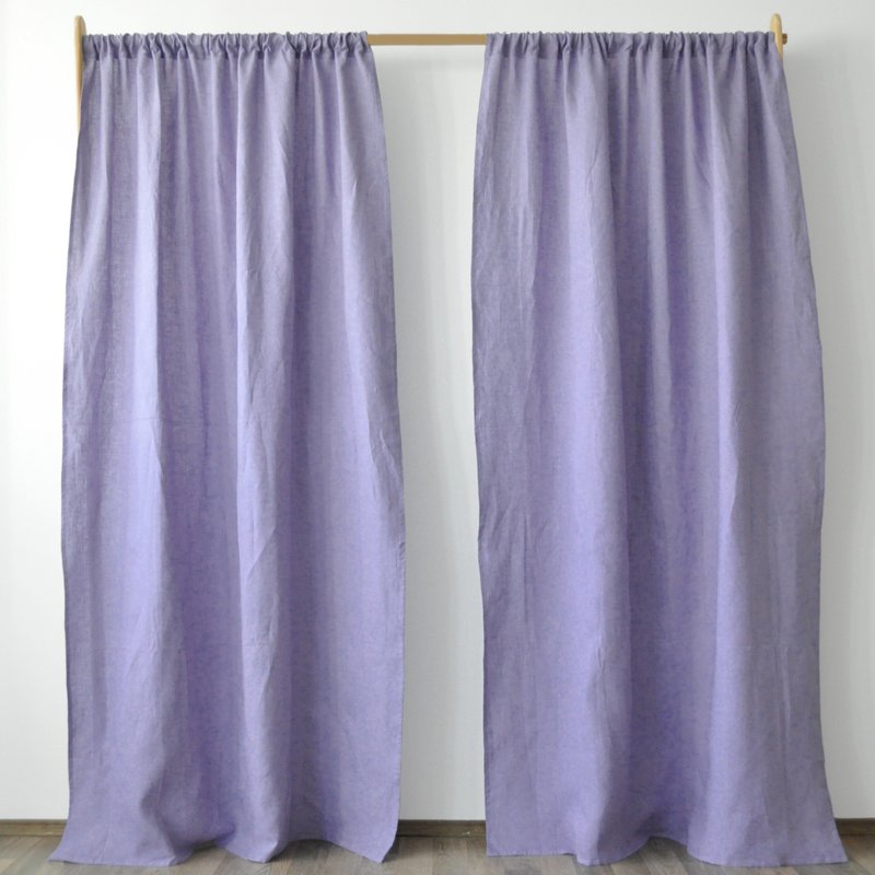 Lavender regular and blackout linen curtains / Custom curtains / 2 panels - 门帘/门牌 - 亚麻 紫色