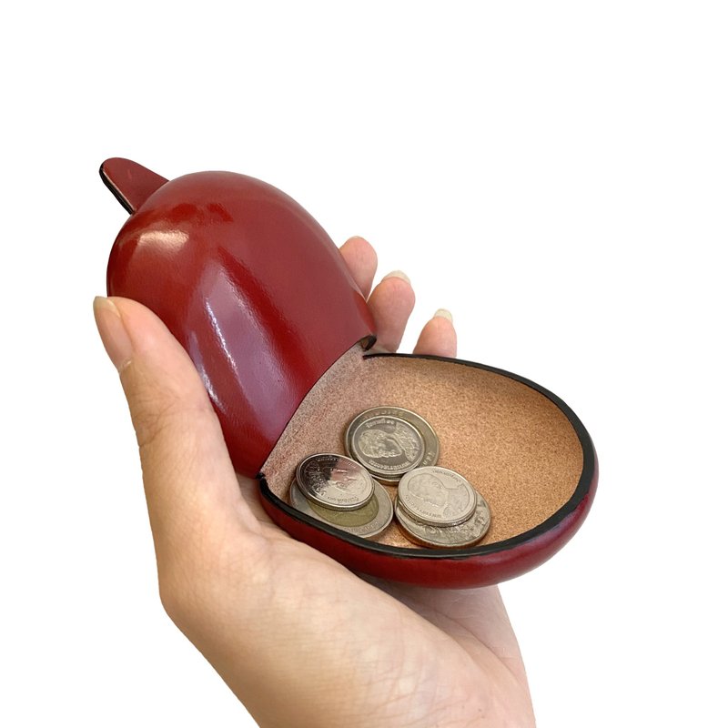 COIN CASE /OXIDE RED - 零钱包 - 真皮 红色