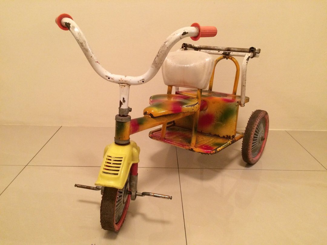老品铁皮儿童车三轮车小孩幼童脚踏车学步车童玩具古道具工业风乡村杂货zakka伟士牌loft北欧风咖啡眷村美军ikea美军vespa - 摆饰 - 其他金属 多色