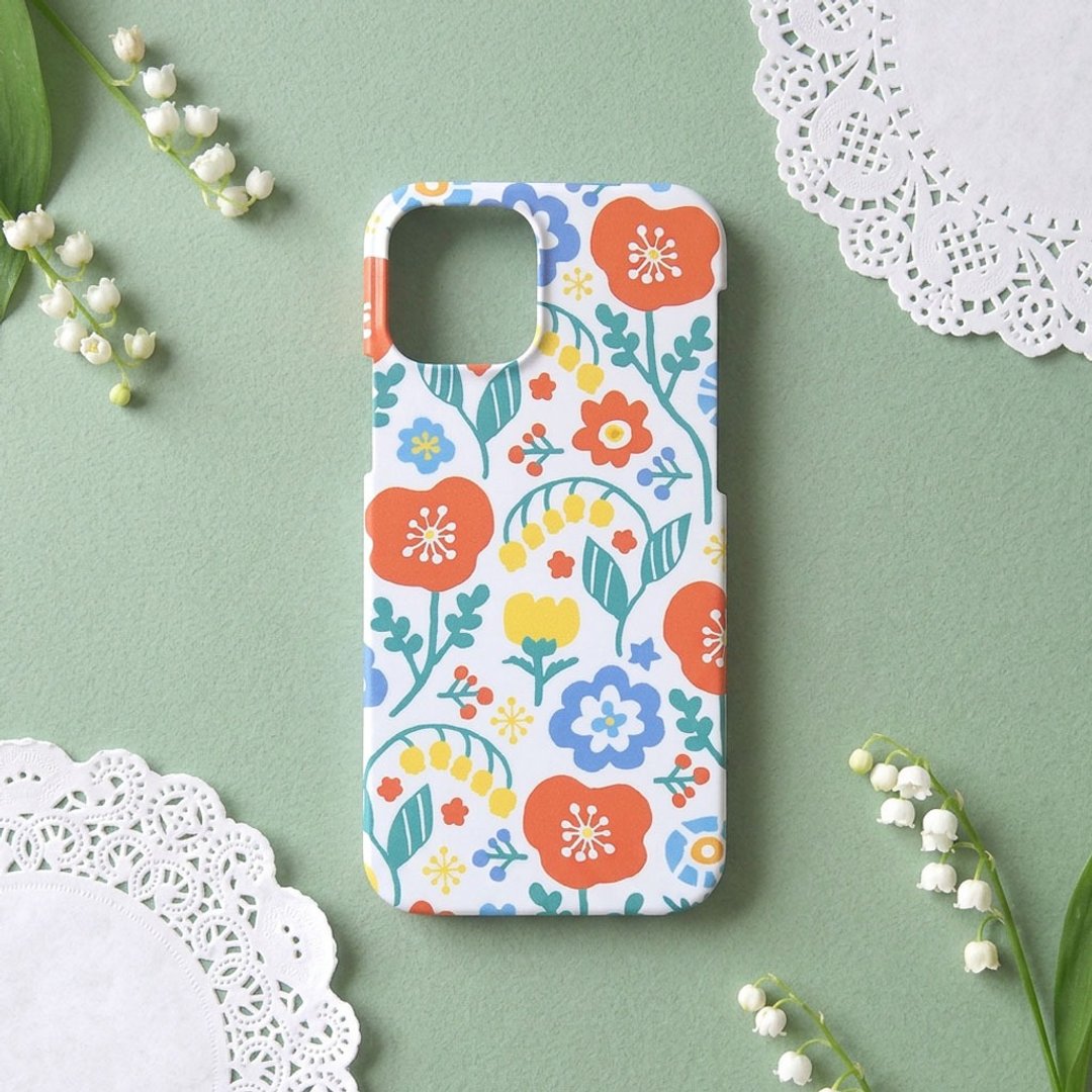 【iPhone 塑胶壳】春日初绽的粉彩碎花・白色 - 手机壳/手机套 - 塑料 多色