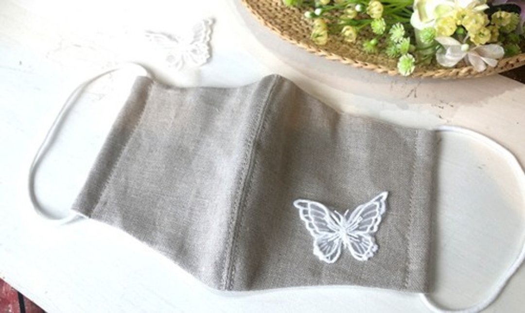 Material Lace butterfly butterfly motif 2 pieces White mask charm - 其他 - 其他材质 白色