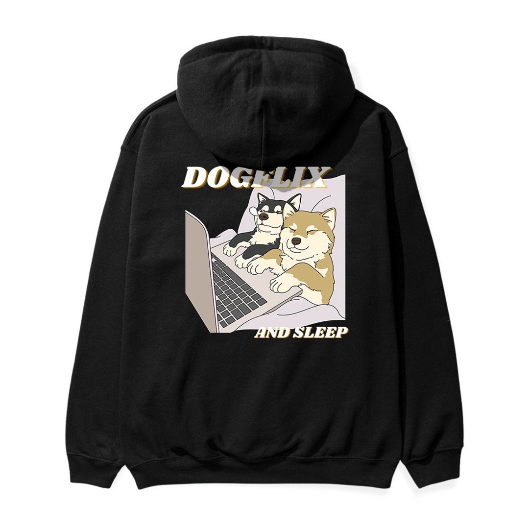 【Creeps Original】Dogflix & Chill Heavyweight Fleece Hoodie - 中性连帽卫衣/T 恤 - 棉 多色
