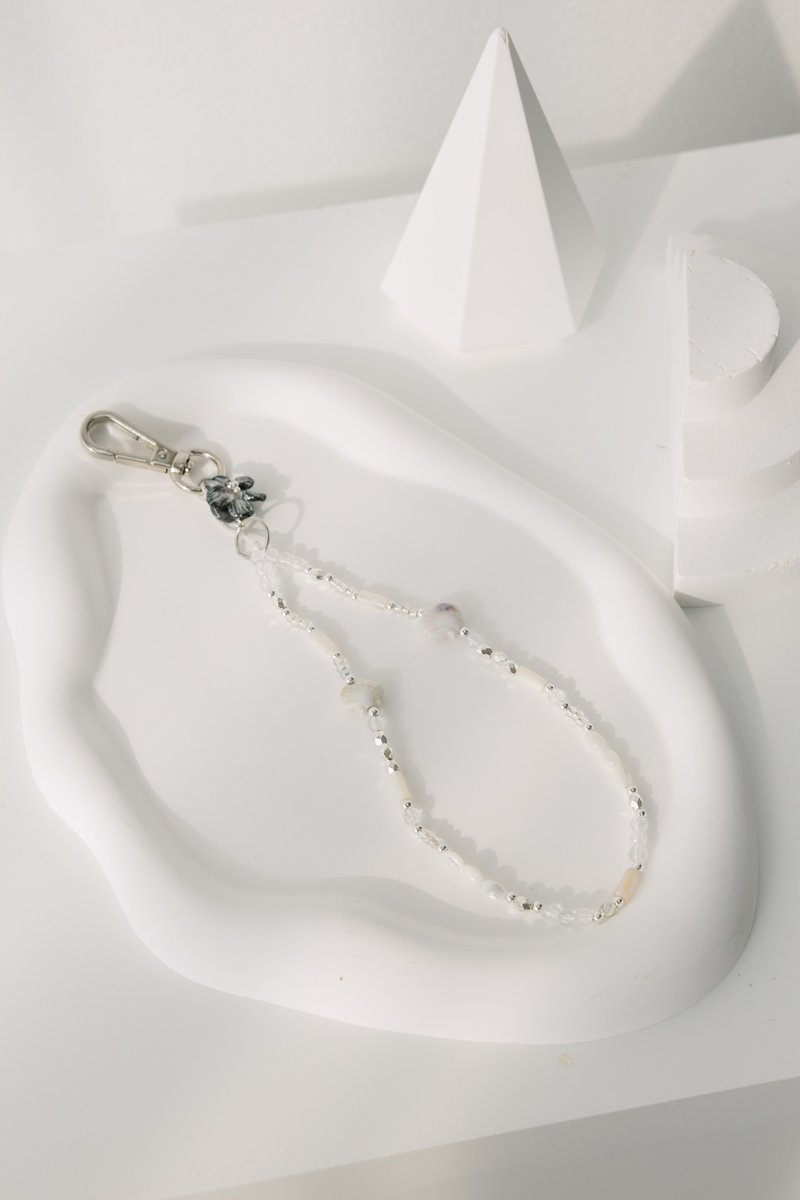 软陶花手机绳 黑白 - 挂绳/吊绳 - 陶 黑色