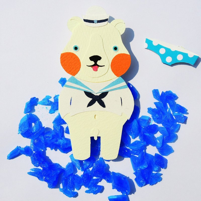 夏限定！【PORORI CARD】SHIRO KUMA - 卡片/明信片 - 纸 蓝色