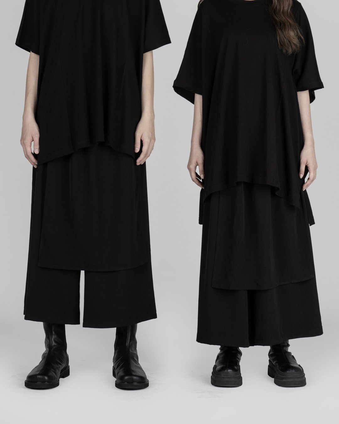 MUKK DESIGN 垂坠西装片裙裤 - 中性裤装 - 聚酯纤维 黑色