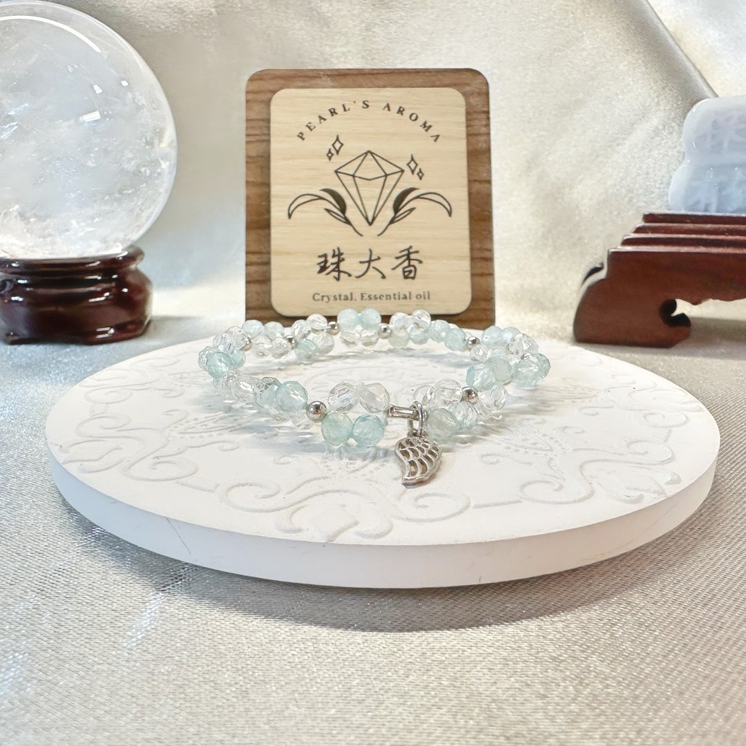 澄空之翼 白水晶・托帕石・925纯银 - 手链/手环 - 水晶 