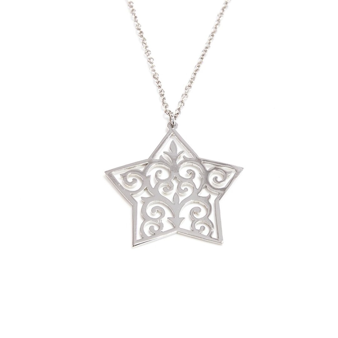 Decorative pattern in star shape pendant - 项链 - 其他金属 银色