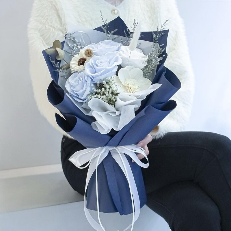 布列塔尼永生花束 (赠送5ml香氛油) - 干燥花/捧花 - 植物．花 蓝色