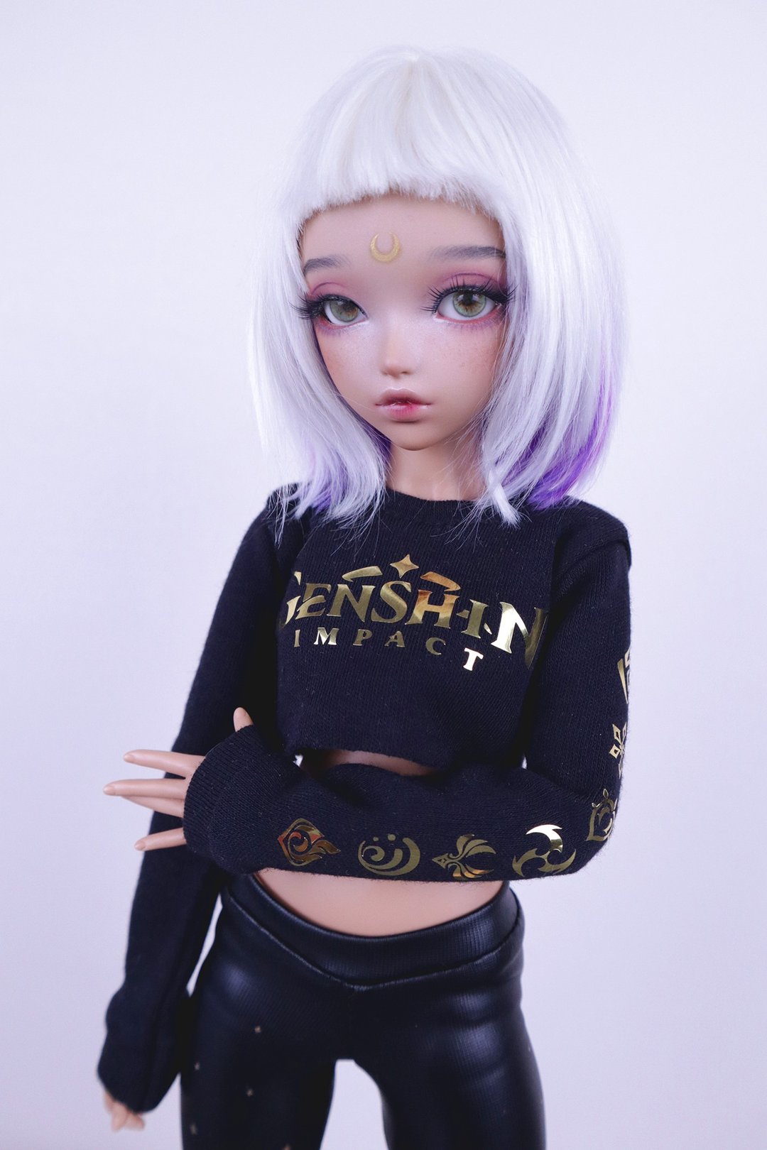 BJD MiniFee 和 Feeple60 的黑色短款运动衫Genshin。 - 女装针织衫/毛衣 - 其他材质 黑色