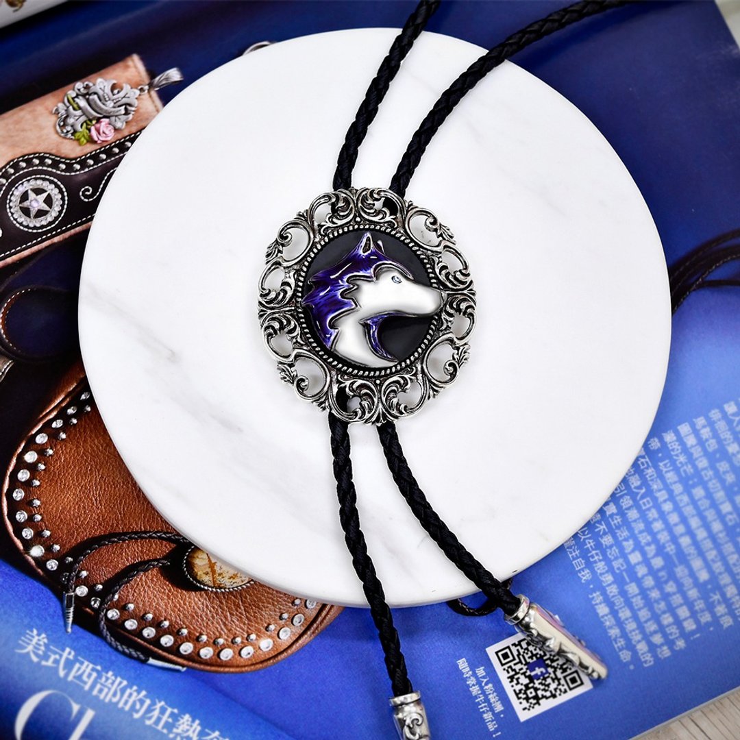 士奇Husky 保罗领带 Bolo Tie 皮革项链 皮绳领带 长项链 - 领带/领带夹 - 人造皮革 银色