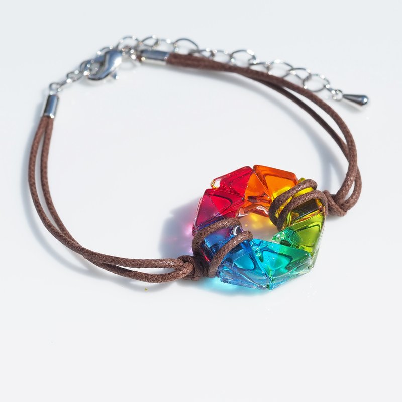 记忆玻璃 (快门【迷你】【彩虹】) 手镯/脚链 【可选长度、无金属】【预约制作】 - 手链/手环 - 玻璃 多色