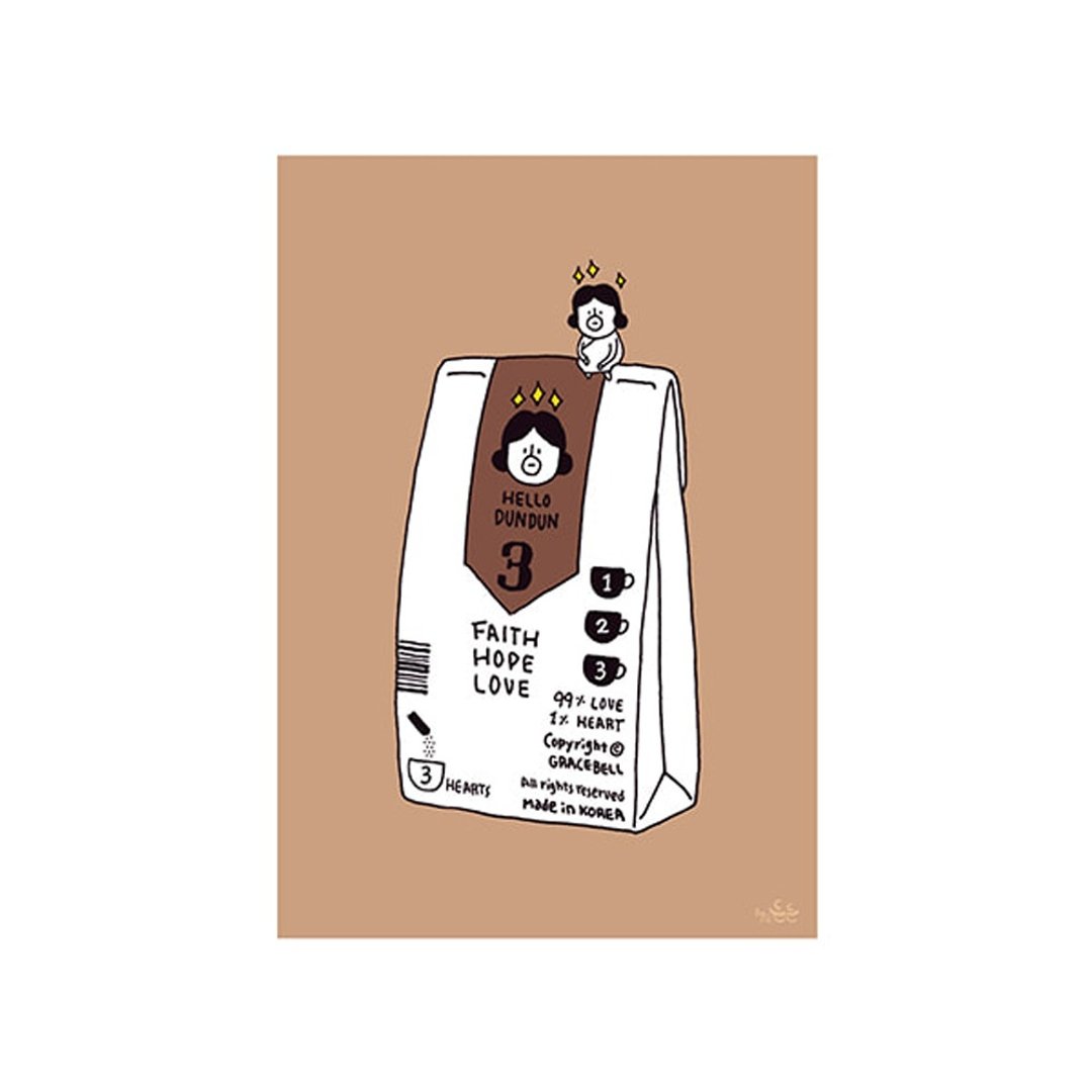 Hello Dun Dun啰登登系列 插画明信片33.咖啡登登 - 卡片/明信片 - 纸 